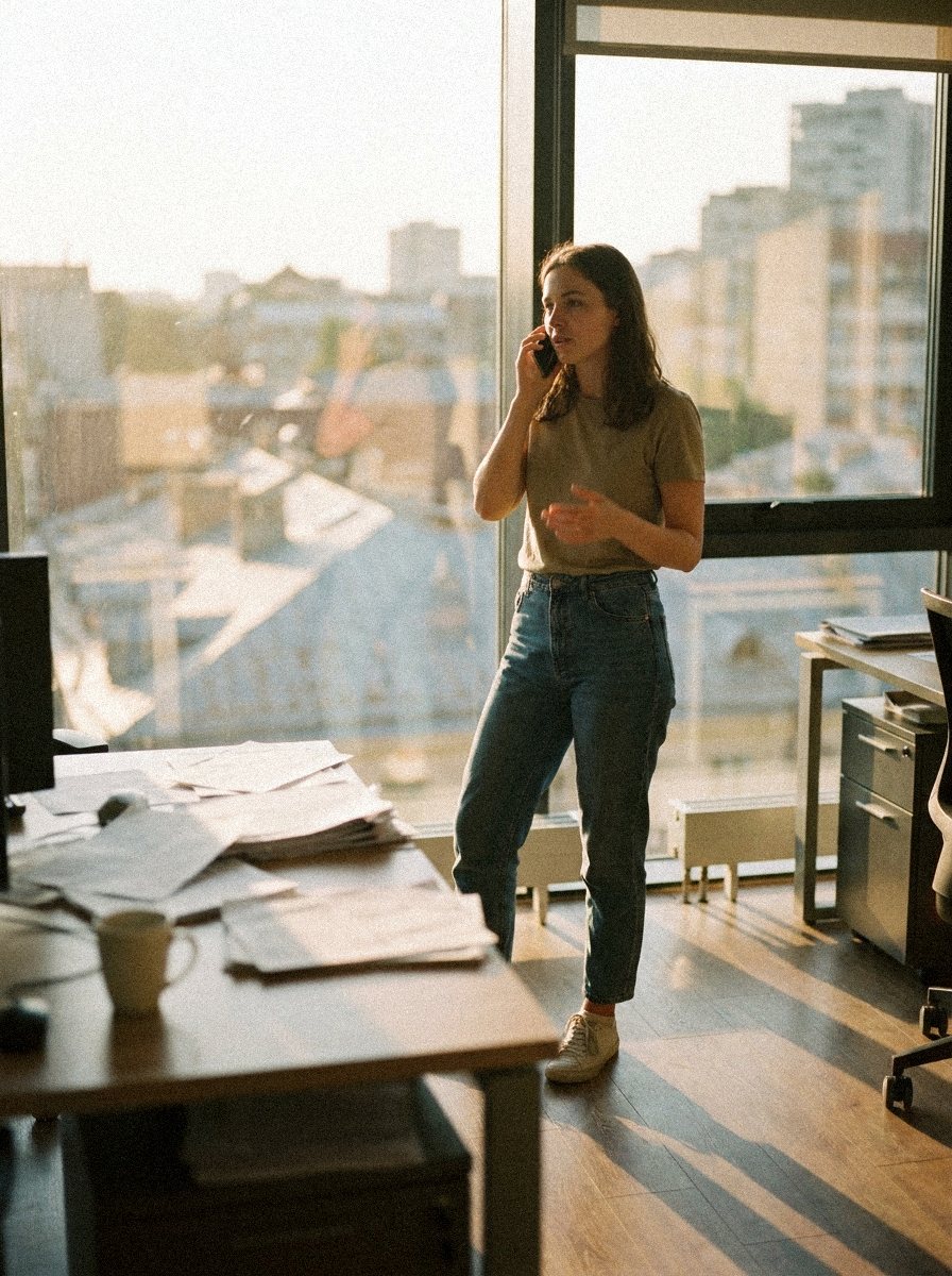 Au téléphone avec une conseillère, en fin de journée